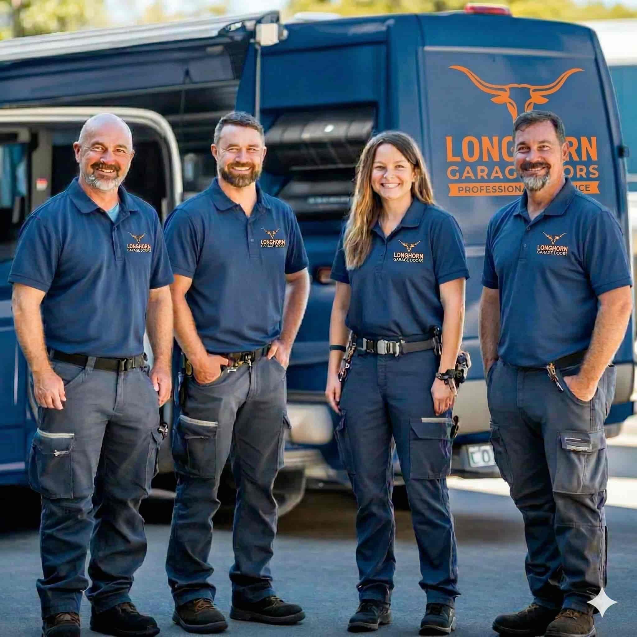 Longhorn Garage Doors fleet of fully-stocked service vans
